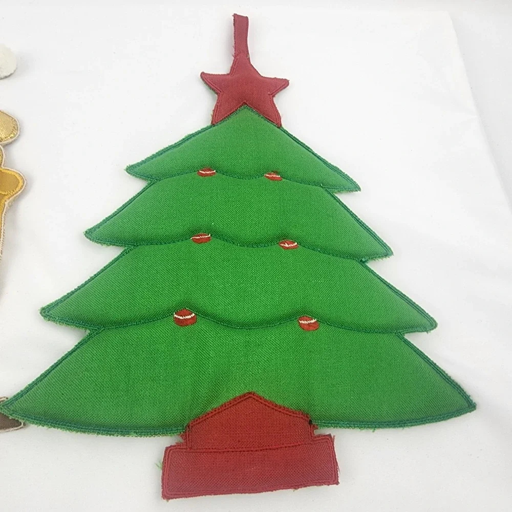 Vintage Franco Ramie Linen‎ Sleigh Tree Pot Holders Set of 2 Hanging
